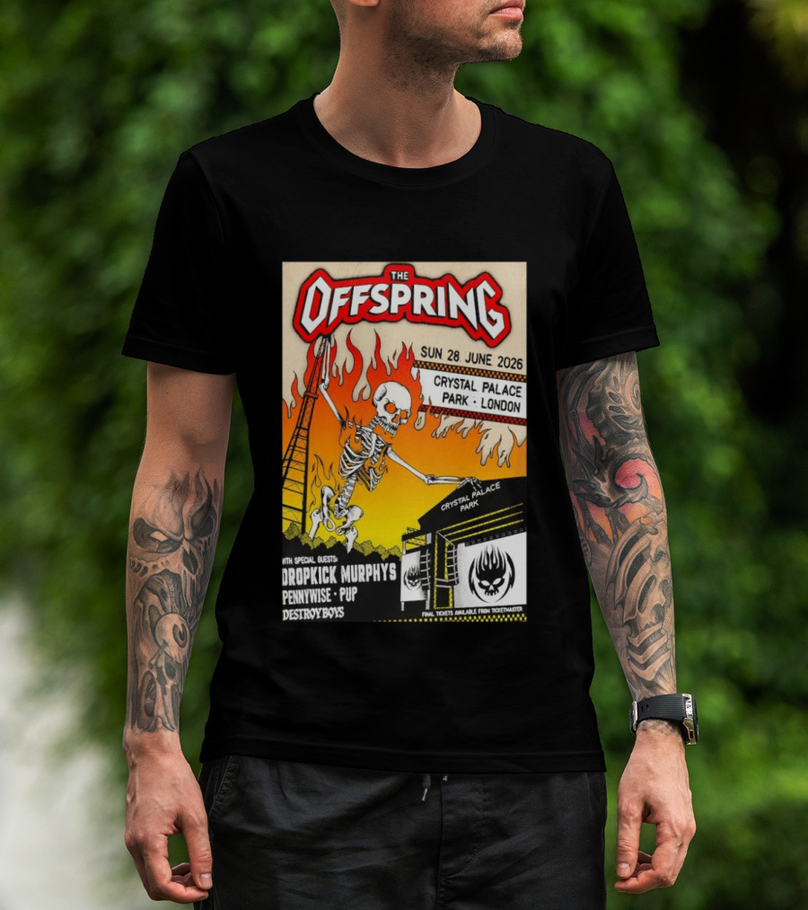 The Offspring Concert June 28 2026 Crystal Palace Park London Dropkick Murphys Pennywise Pup Destroy Boys T-Shirt