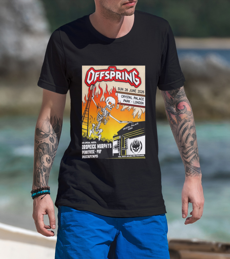 The Offspring Concert June 28 2026 Crystal Palace Park London Dropkick Murphys Pennywise Pup Destroy Boys T-Shirt