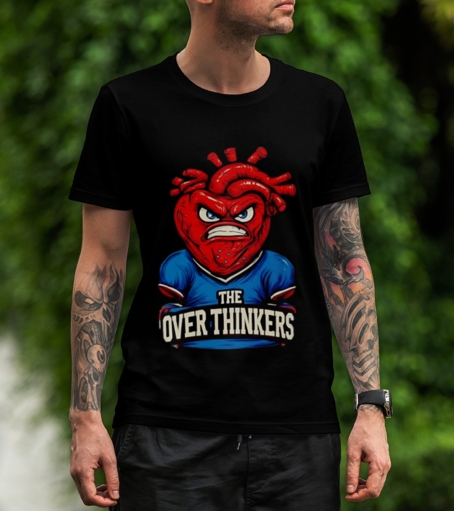 The Overthinkers Varsity Angry Heart Bold Red Blue T-Shirt