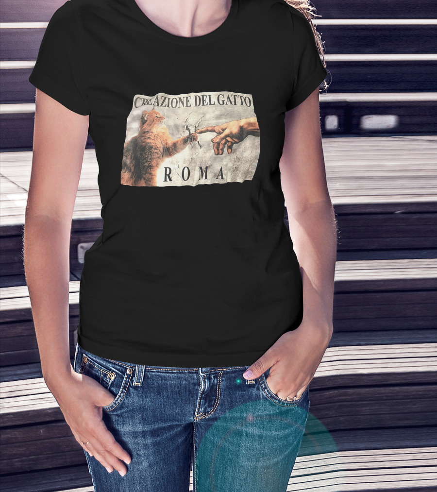 Creazione Del Gatto Cat Artwork Roma T-Shirt