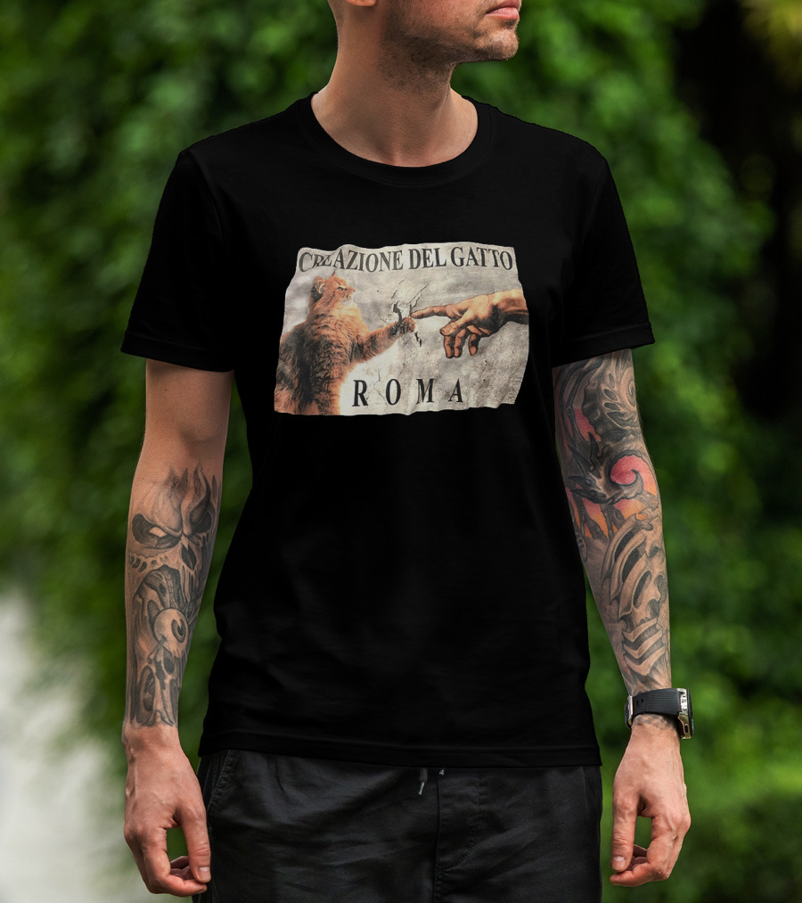 Creazione Del Gatto Cat Artwork Roma T-Shirt