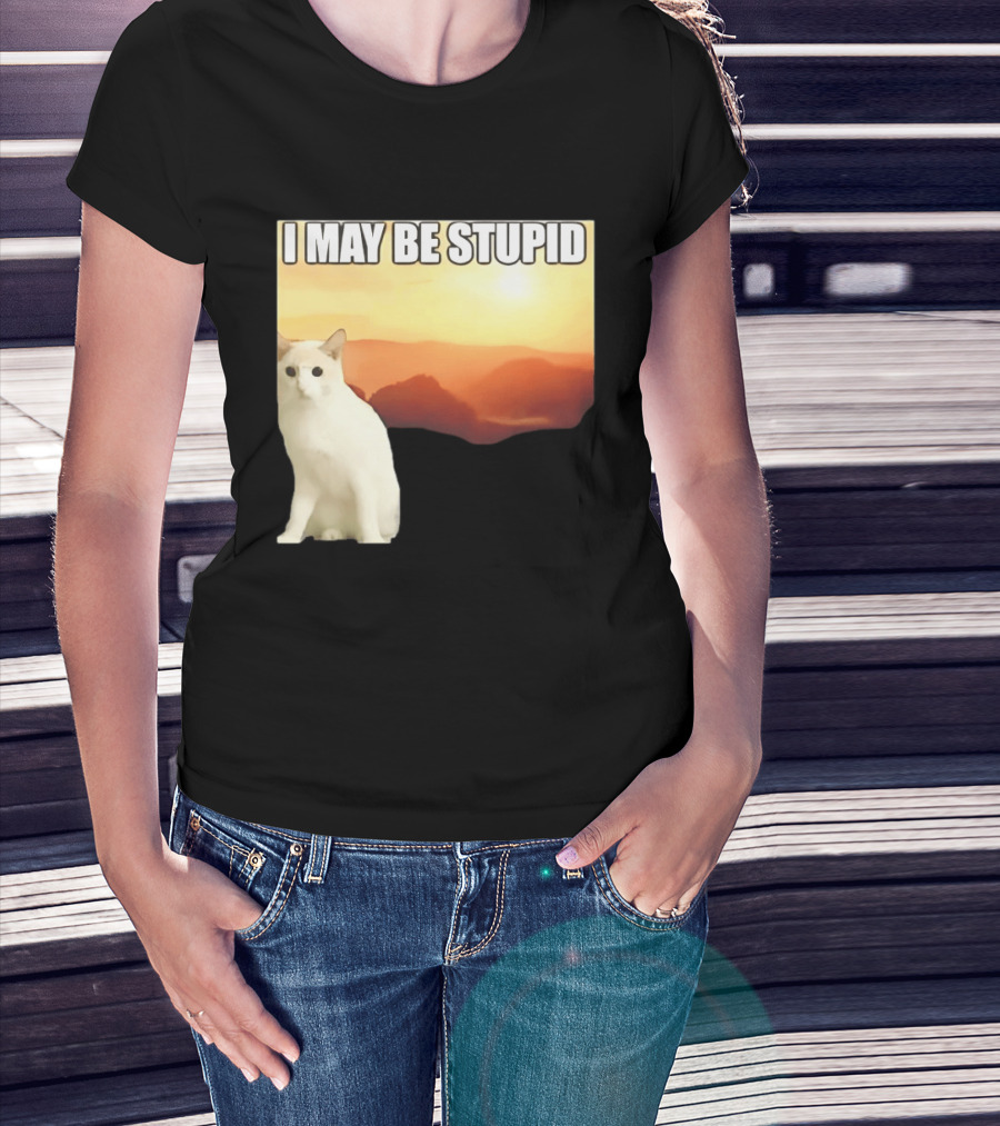 I May Be Stupid Cat With Sunrise T-Shirt