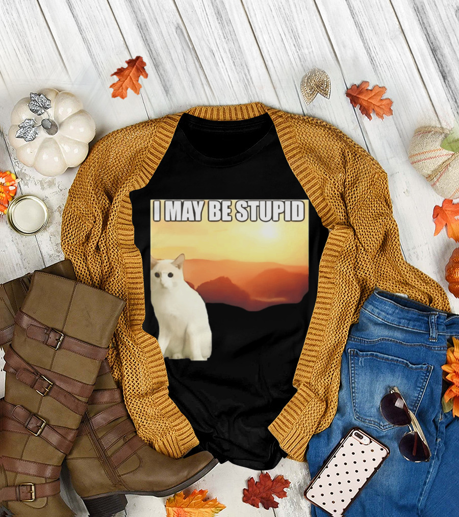 I May Be Stupid Cat With Sunrise T-Shirt