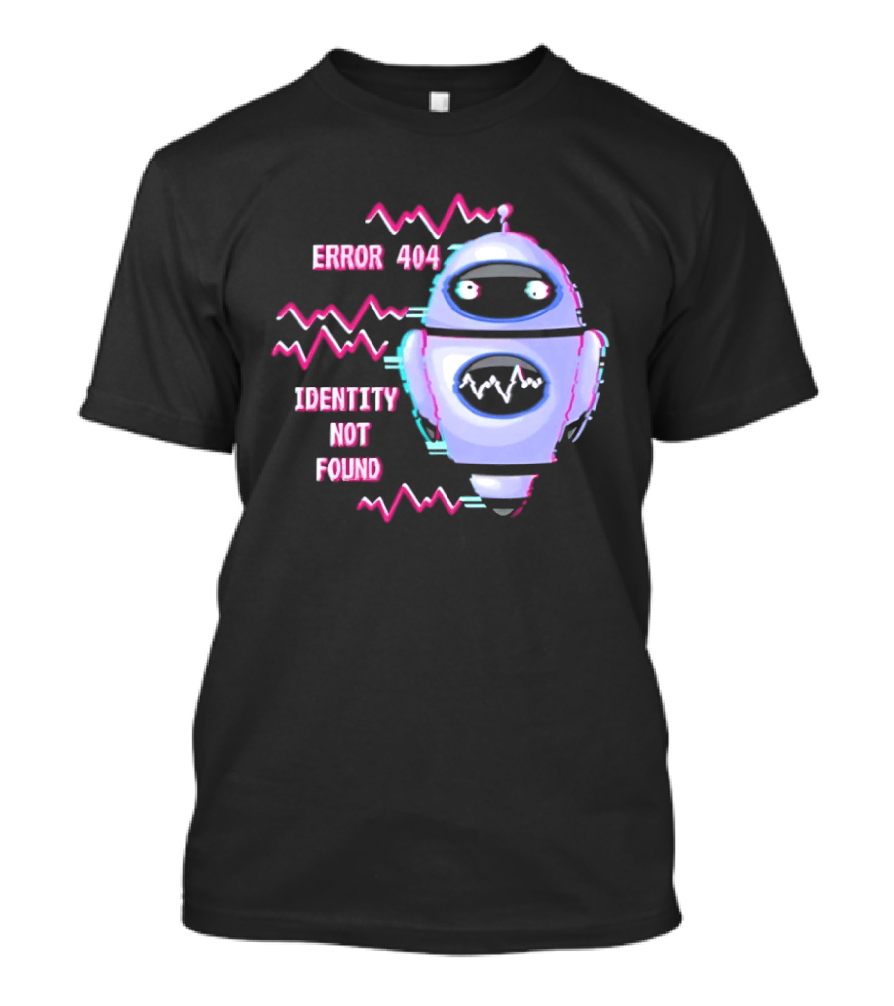 Error 404 Identity Not Found Robot Graphic With Glitch Effect T-Shirt