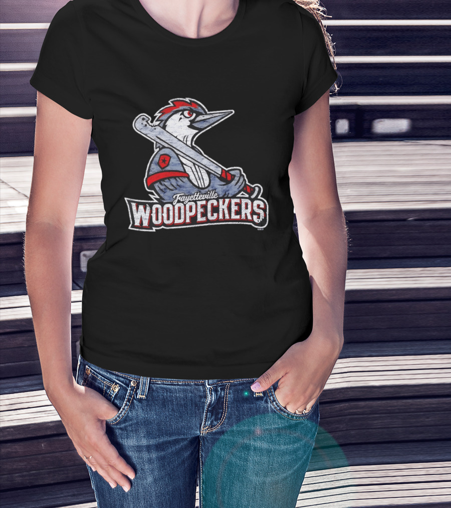 Fayetteville Woodpeckers Baseball Team Mascot Bat MLB T-Shirt