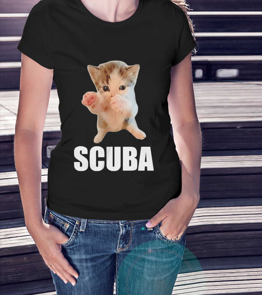 Kitten Cat Feline Pet Animal Martial Arts Scuba Meme Warrior Defender T-Shirt
