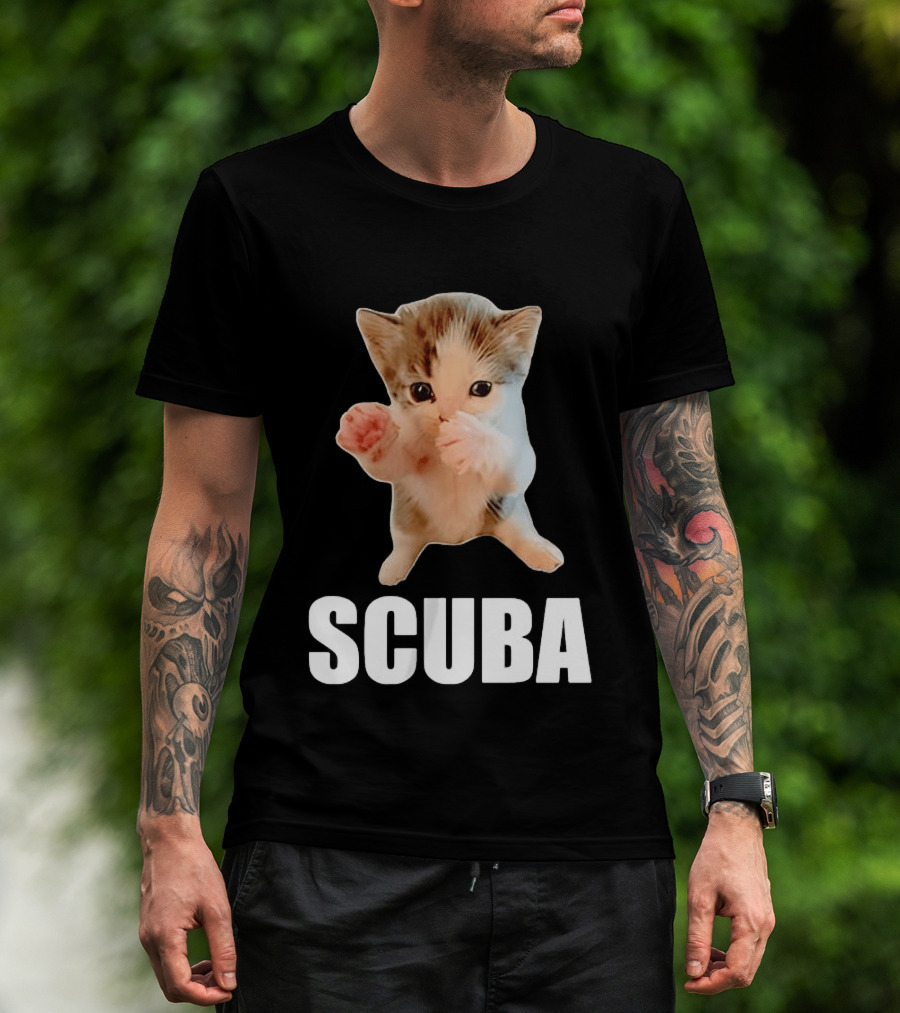 Kitten Cat Feline Pet Animal Martial Arts Scuba Meme Warrior Defender T-Shirt
