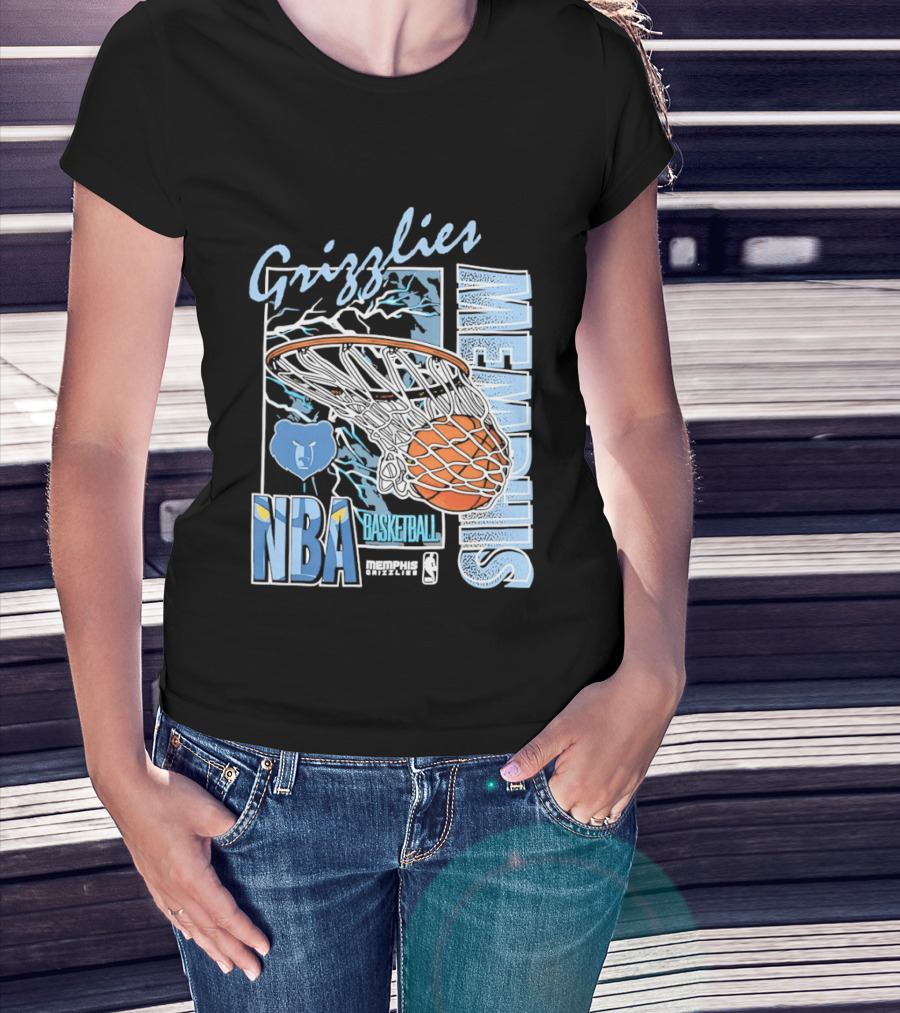 Grizzlies Memphis Basketball NBA Bear Logo And Hoop T-Shirt