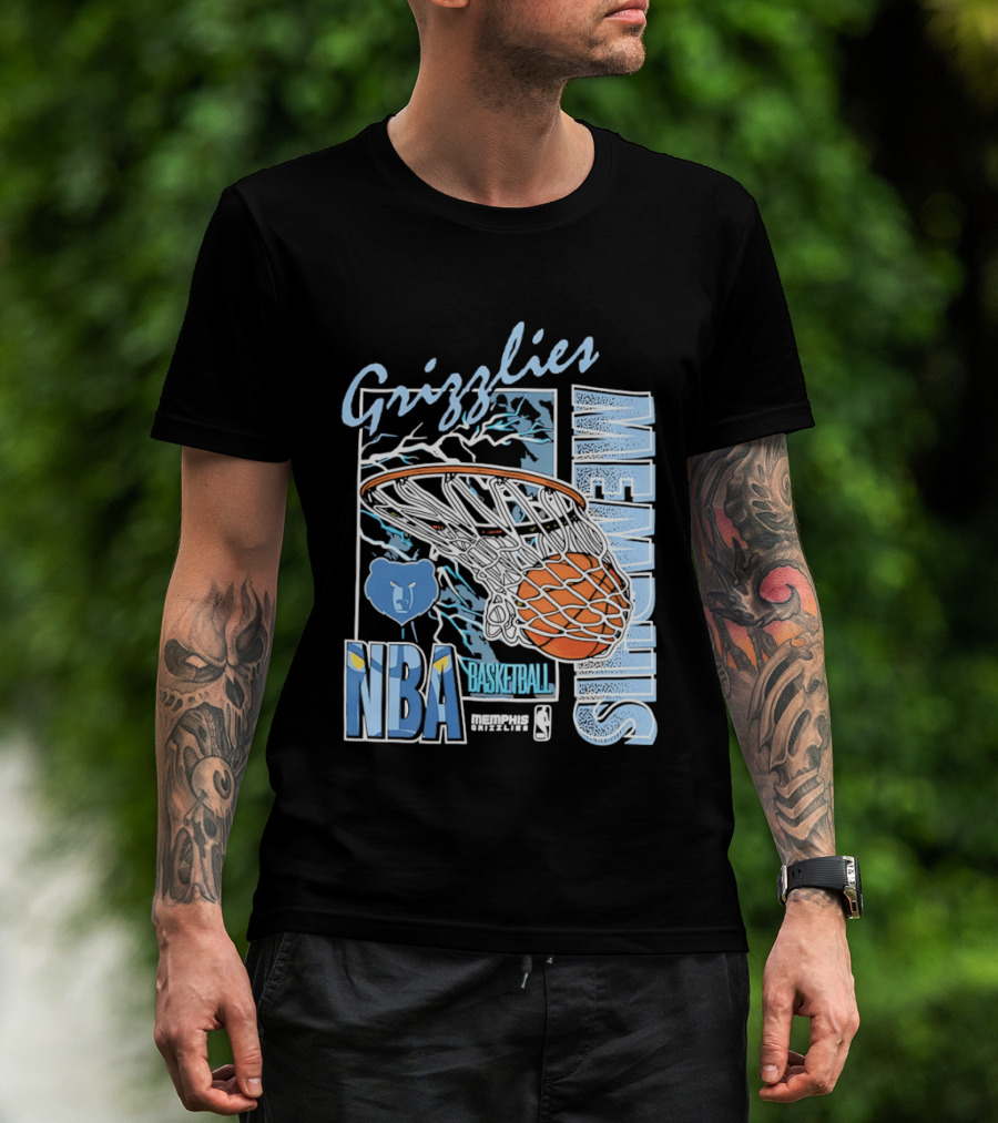Grizzlies Memphis Basketball NBA Bear Logo And Hoop T-Shirt