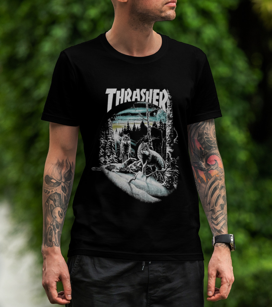 Thrasher 13 Wolves Forest Scene T-Shirt