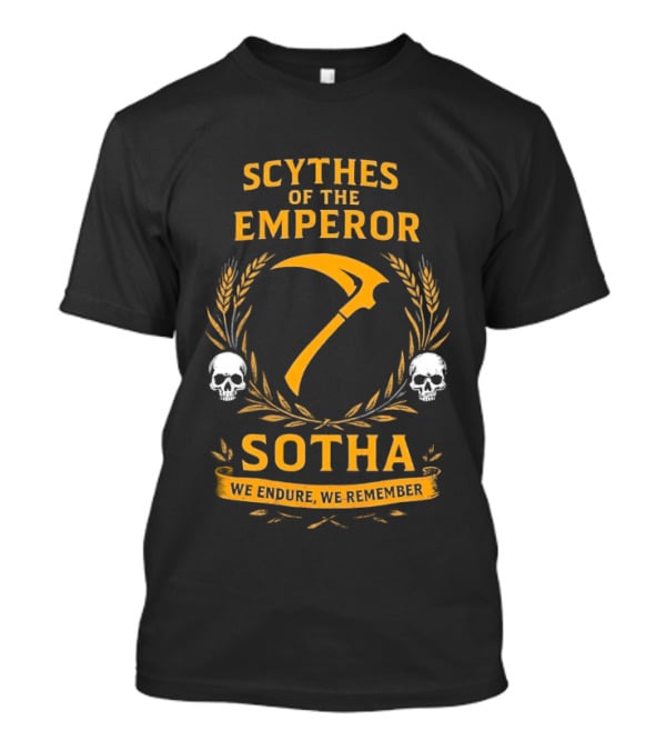 Scythes Of The Emperor Sotha We Endure We Remember Skulls And Laurel Wreath T-Shirt
