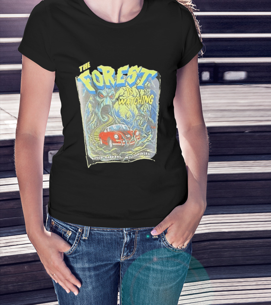 The Forest Is Ing Busch Gardens Williamsburg Red Car And Creepy Trees T-Shirt