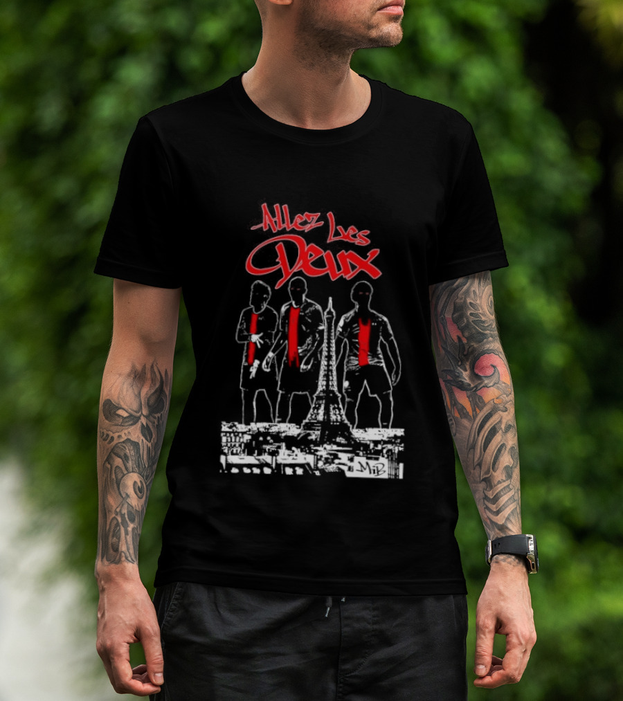 Allez Les Deux Paris Football Team Spirit Enthusiast's Red And White Players T-Shirt