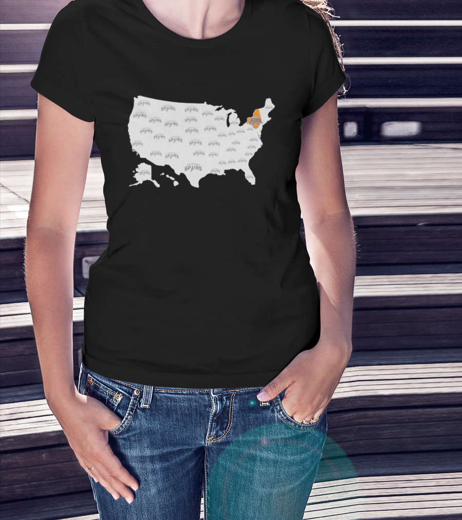 America Spurs New York Knicks US Map Basketball Team Representation T-Shirt