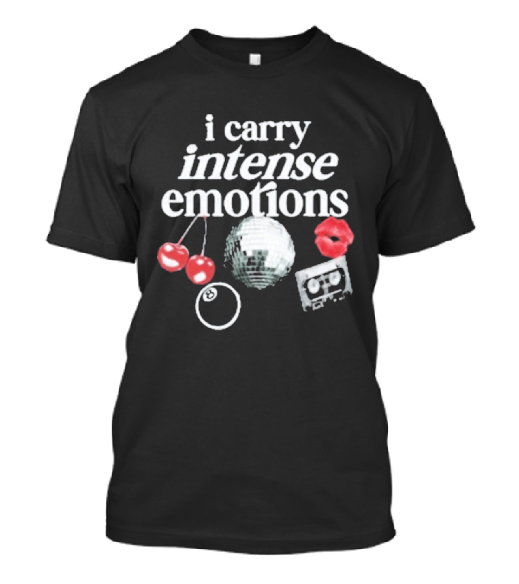 I Carry Intense Emotions Disco Ball Cherries Cassette Tape T-Shirt