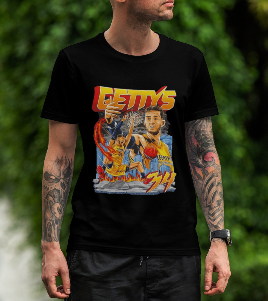 GETTYS 34 Kesatria Bengawan Solo Basketball Player Urban Slam Dunk Action T-Shirt