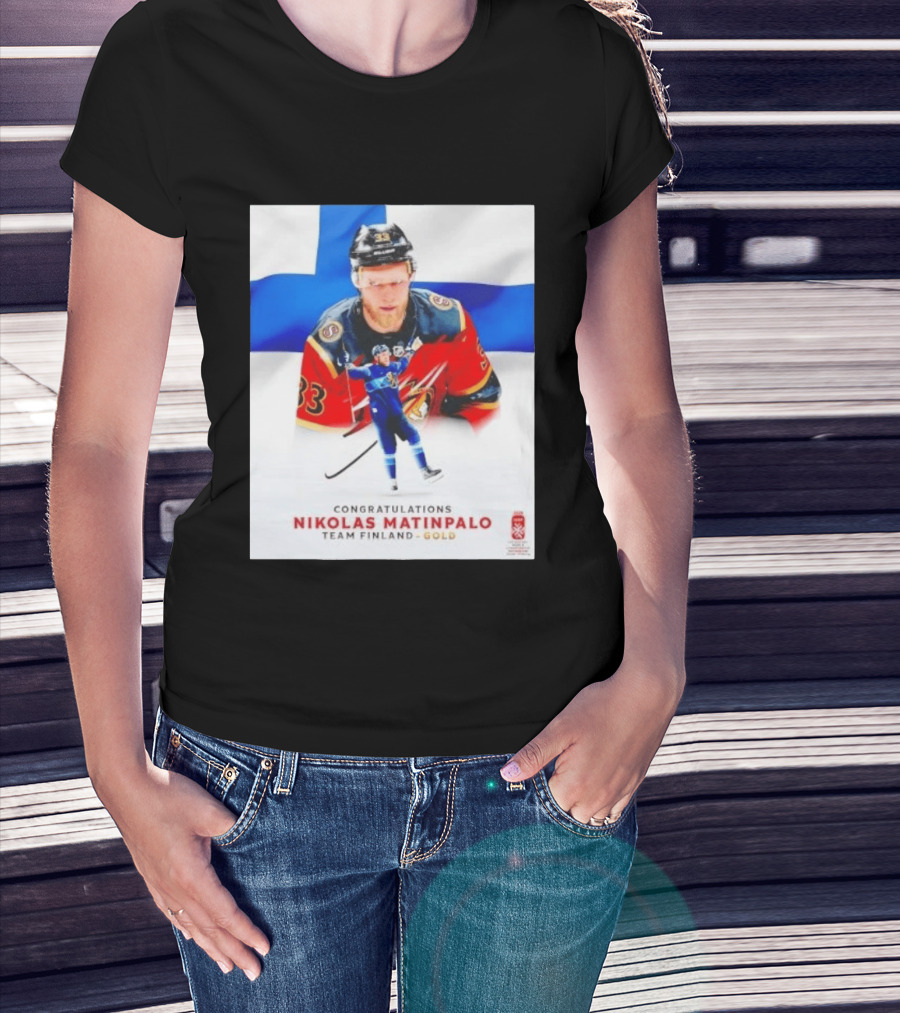 Congratulations Nikolas Matinpalo Team Finland Gold Finnish Flag Ice Hockey Celebration T-Shirt
