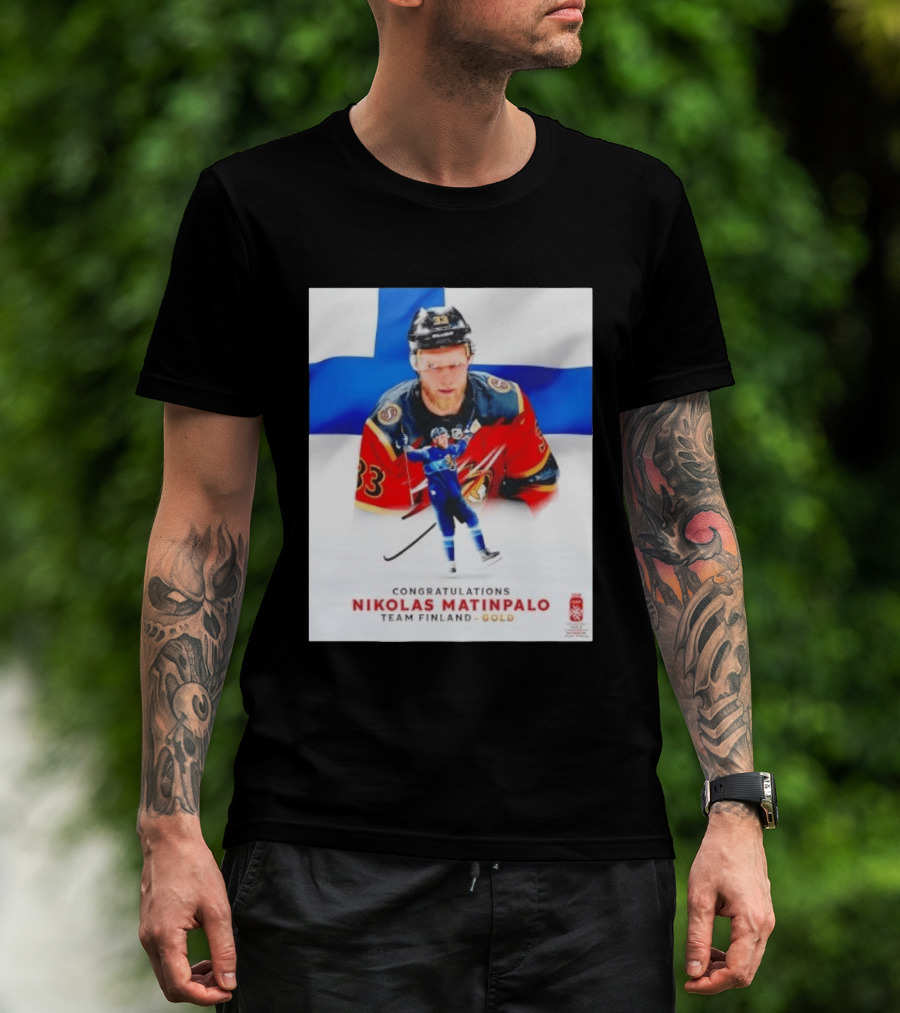 Congratulations Nikolas Matinpalo Team Finland Gold Finnish Flag Ice Hockey Celebration T-Shirt