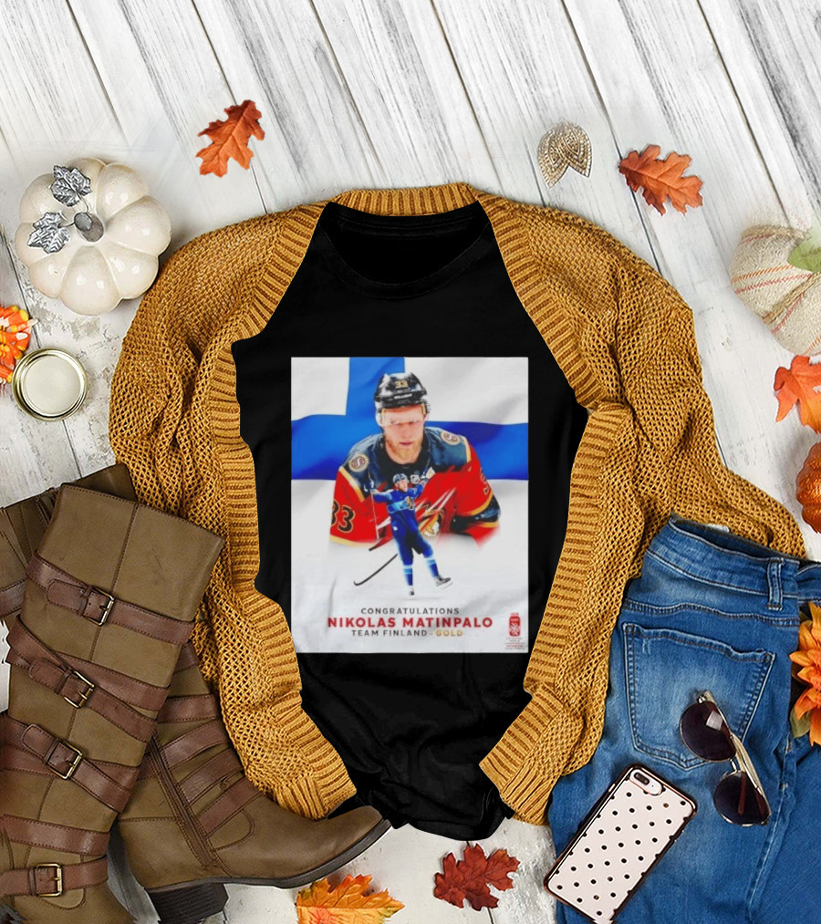 Congratulations Nikolas Matinpalo Team Finland Gold Finnish Flag Ice Hockey Celebration T-Shirt