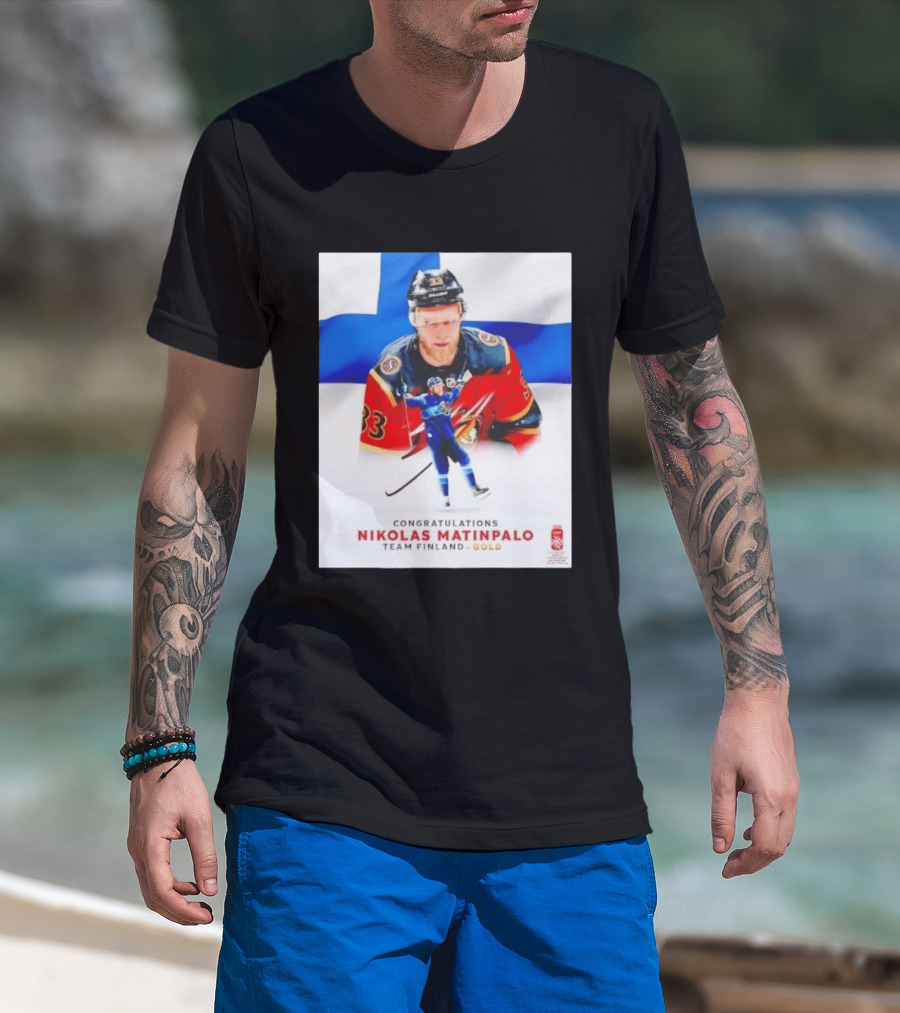 Congratulations Nikolas Matinpalo Team Finland Gold Finnish Flag Ice Hockey Celebration T-Shirt