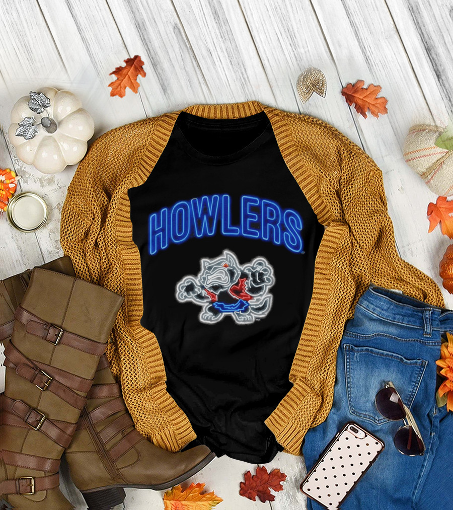 Howlers Neon Wolf Men's Animated Cartoon T-Shirt