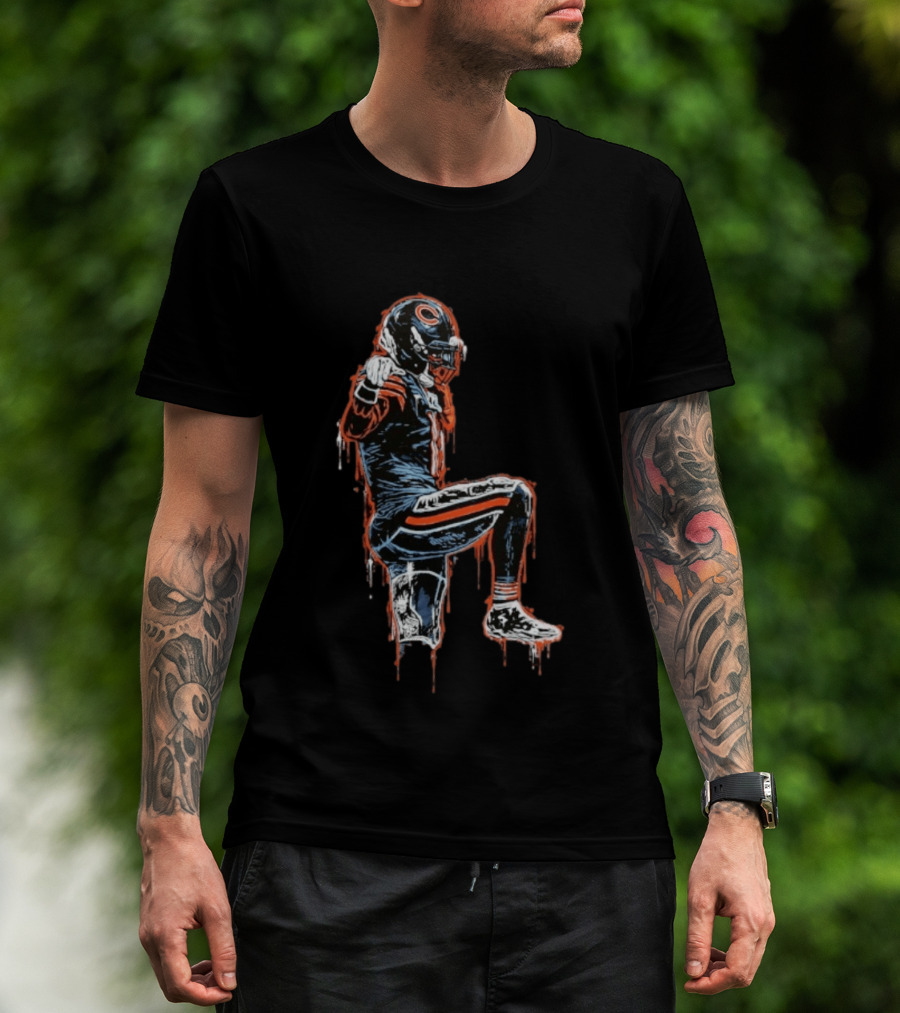 DC4L Custom Crane Stance Kneeling Football Player Streaking Drips T-Shirt