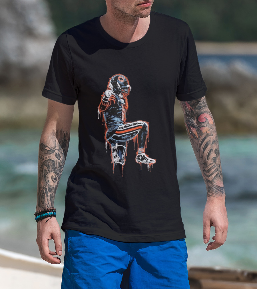DC4L Custom Crane Stance Kneeling Football Player Streaking Drips T-Shirt