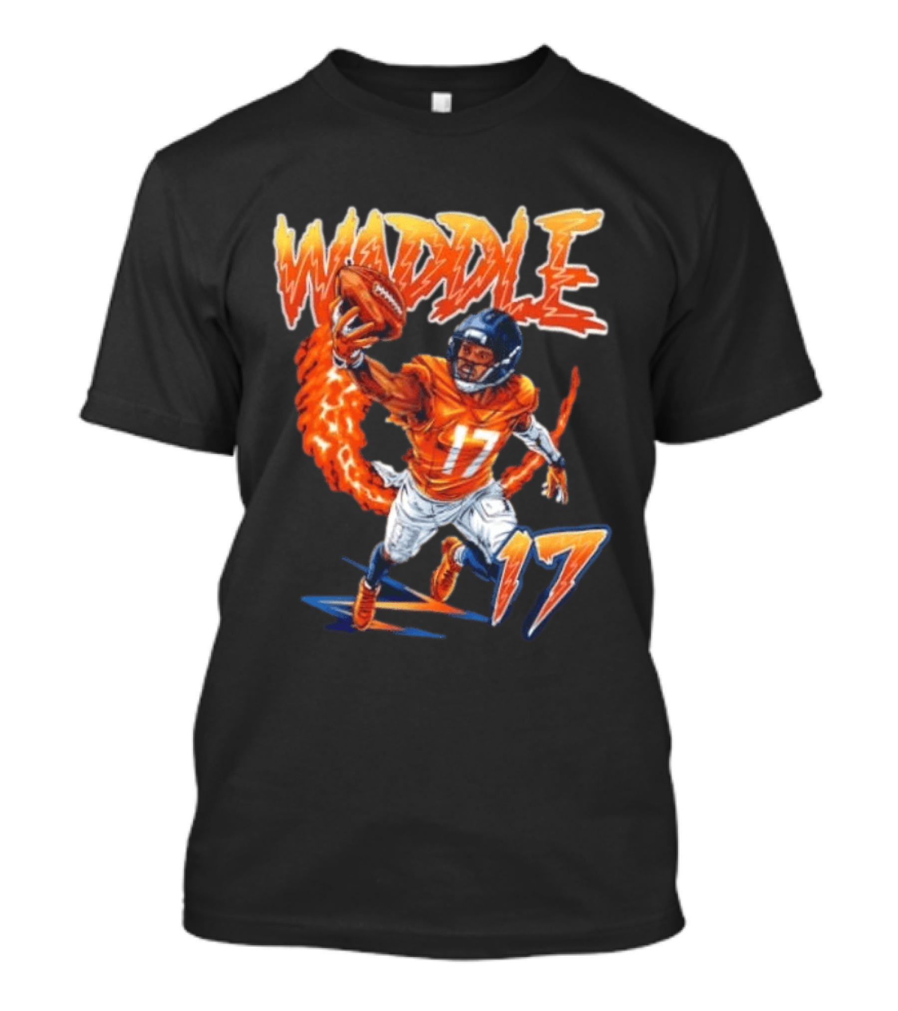 Waddle 17 Football Catch Orange And Blue Player T-Shirt