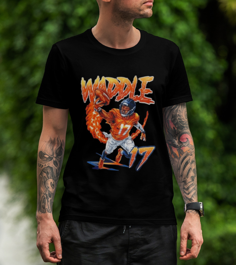 Waddle 17 Football Catch Orange And Blue Player T-Shirt