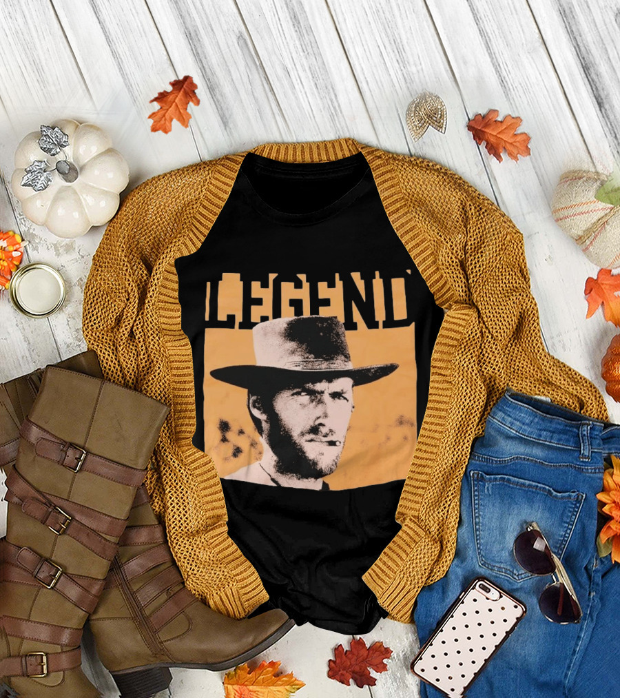 Legend Clint Eastwood Smoking Cigar Classic Western T-Shirt
