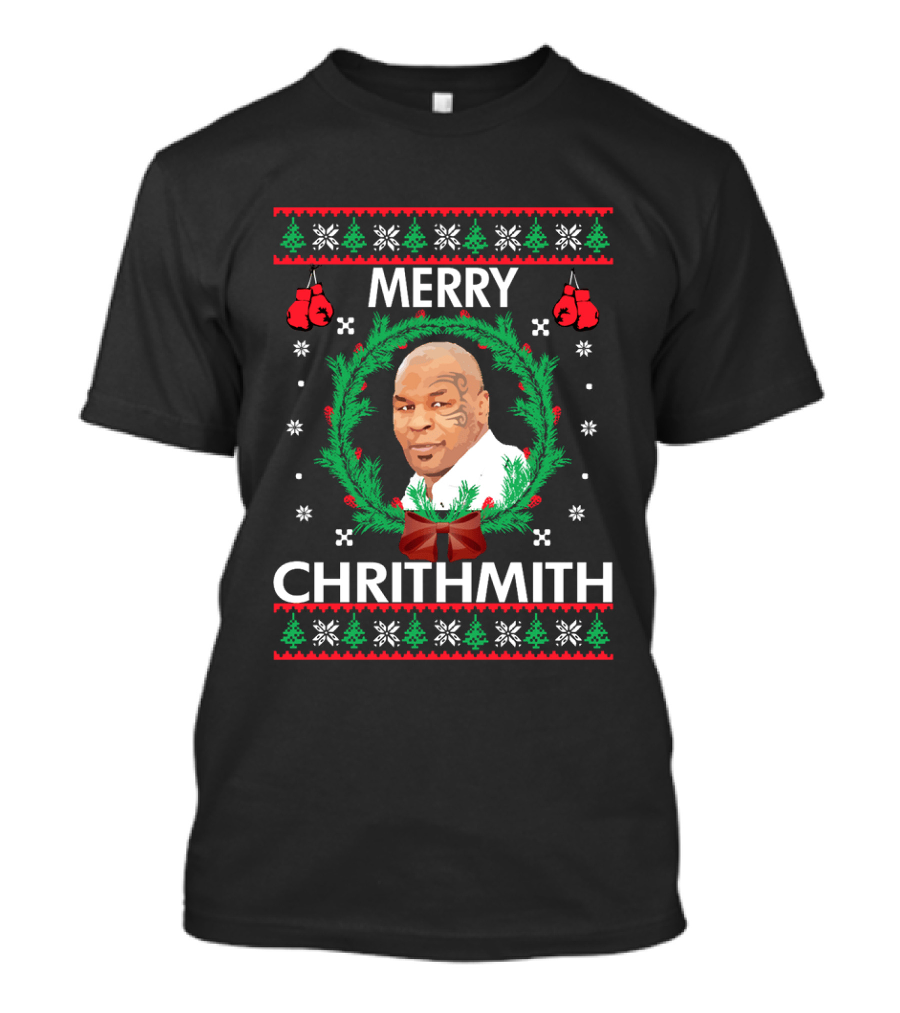 Merry Chrithmith Boxing Gloves Wreath Holiday T-Shirt