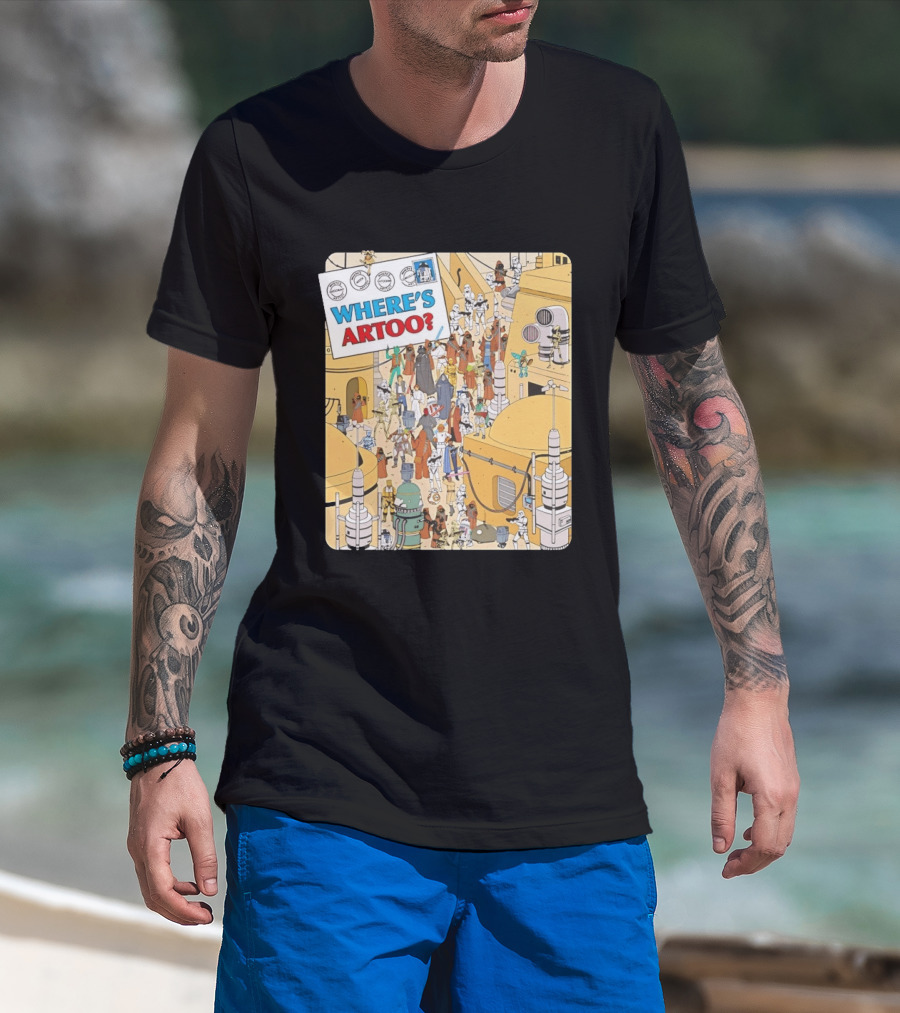 Where's Artoo Star Wars R2 D2 Tatooine Scene T-Shirt