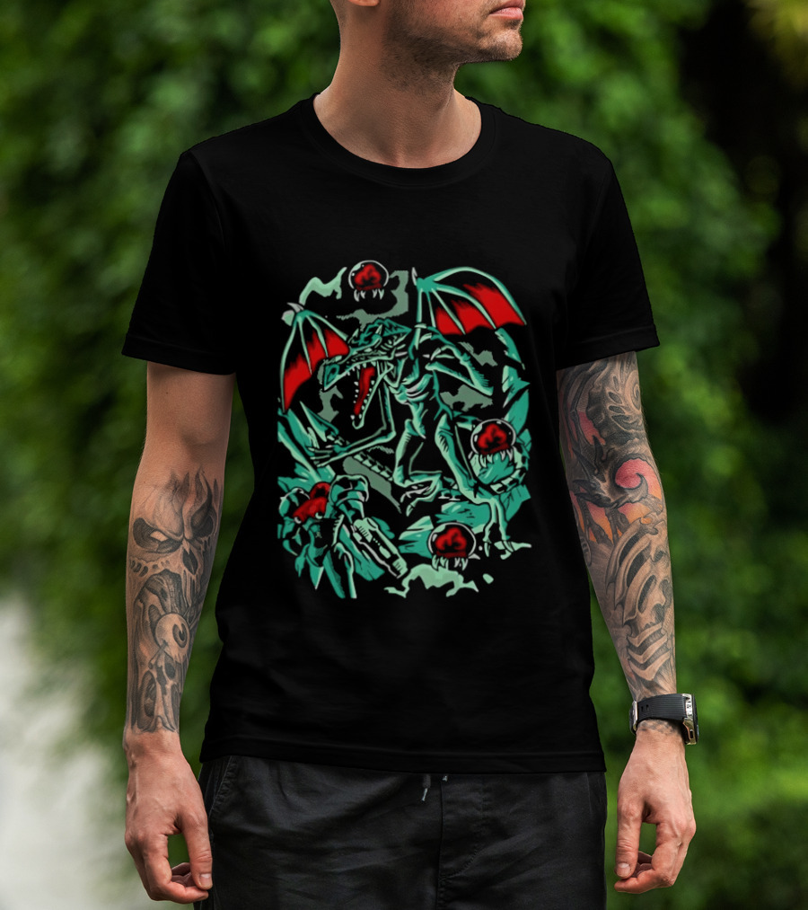 Metroid Ridley Battle With Metroids And Samus Aran T-Shirt