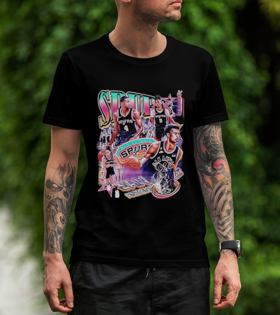 Spurs San Antonio Texas Basketball Players Collage T-Shirt