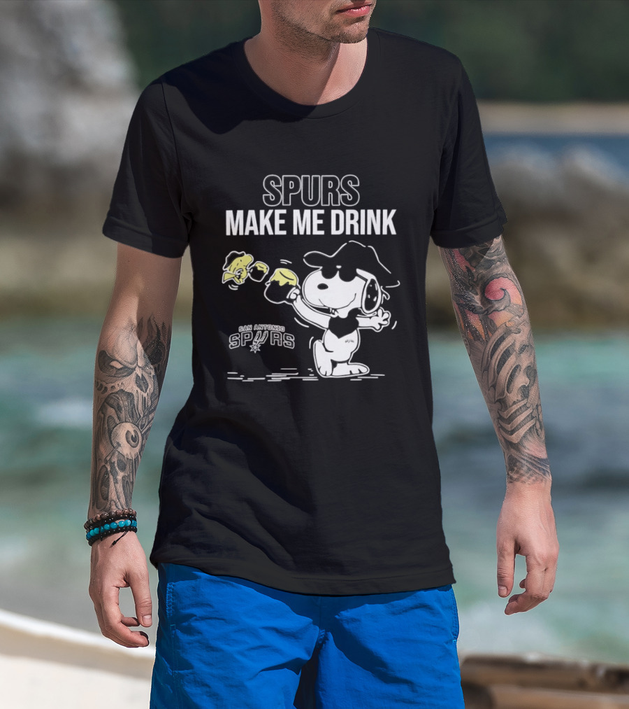 Snoopy Cowboy Spurs Make Me Drink San Antonio Spurs T-Shirt
