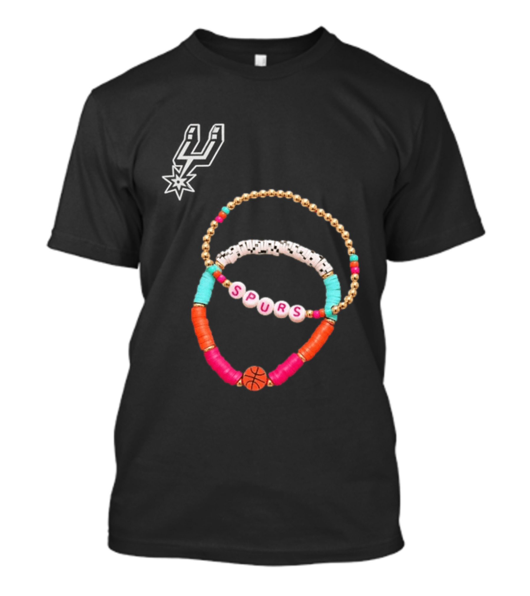 San Antonio Spurs Beaded Bracelet Set Basketball Fan Accessories T-Shirt