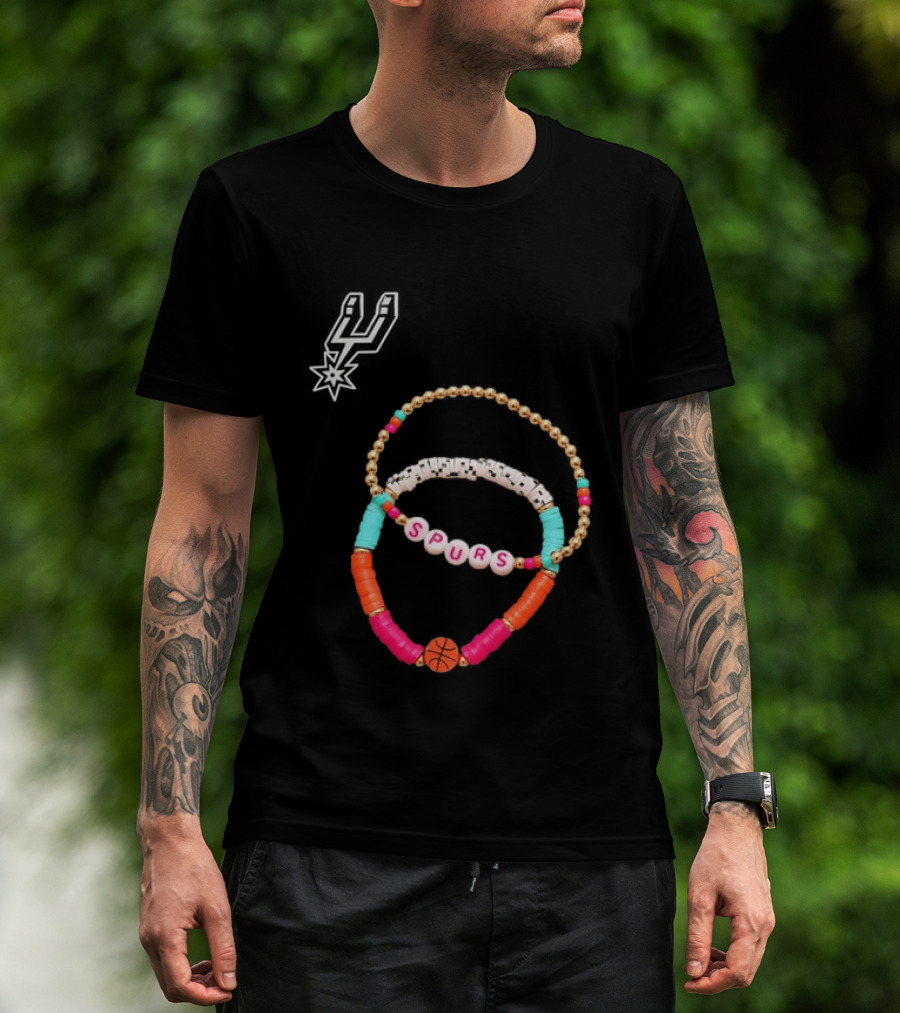 San Antonio Spurs Beaded Bracelet Set Basketball Fan Accessories T-Shirt