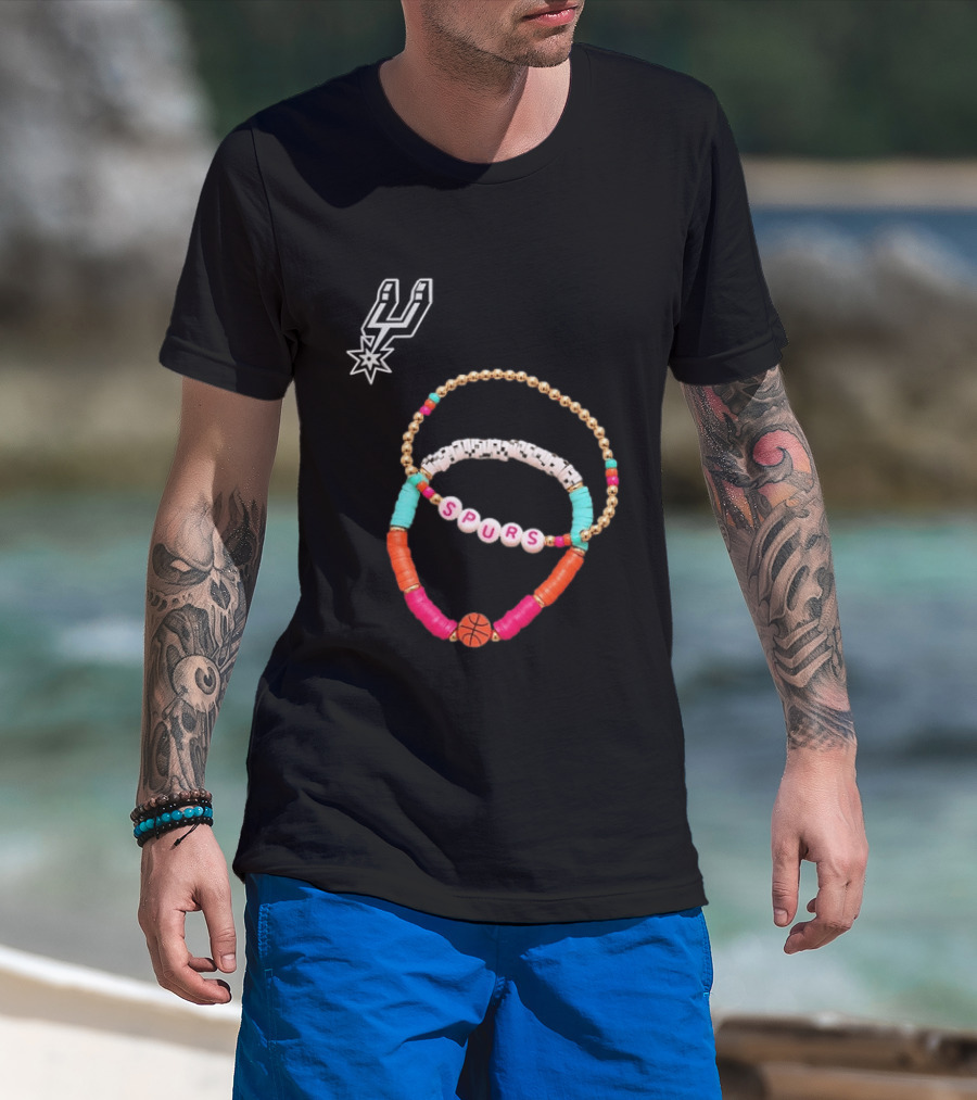 San Antonio Spurs Beaded Bracelet Set Basketball Fan Accessories T-Shirt