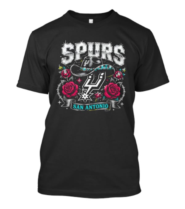 Spurs San Antonio Cowboy Hat Roses Basketball Team T-Shirt