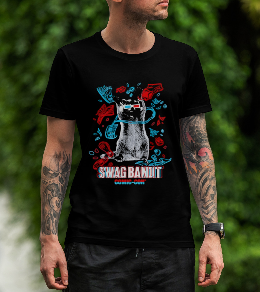 Swag Bandit Comic Con Raccoon 3D Glasses T-Shirt