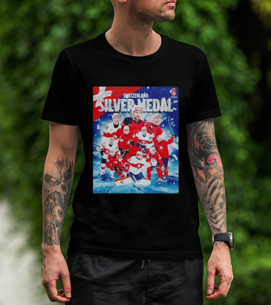 Switzerland Silver Medal 2026 IIHF Men's Ice Hockey Team Victory Celebration T-Shirt