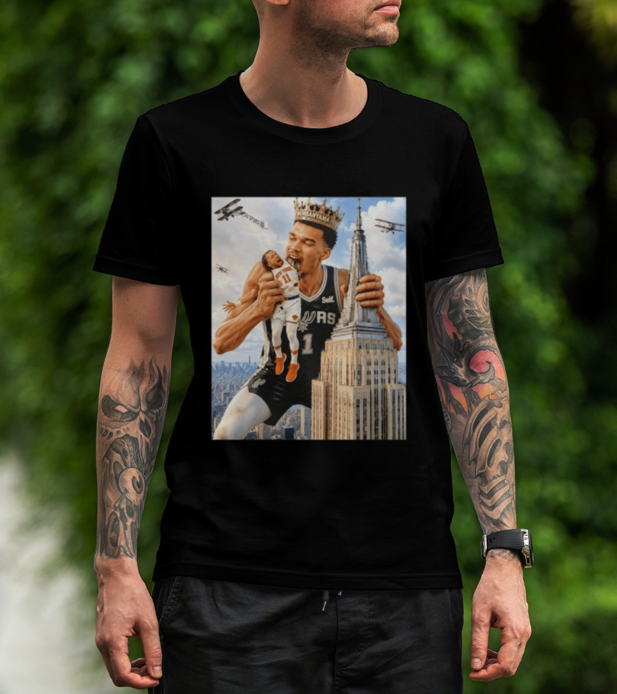Victor Wembanyama Spurs Empire State Building Jalen Brunson Let's Go Spurs T-Shirt
