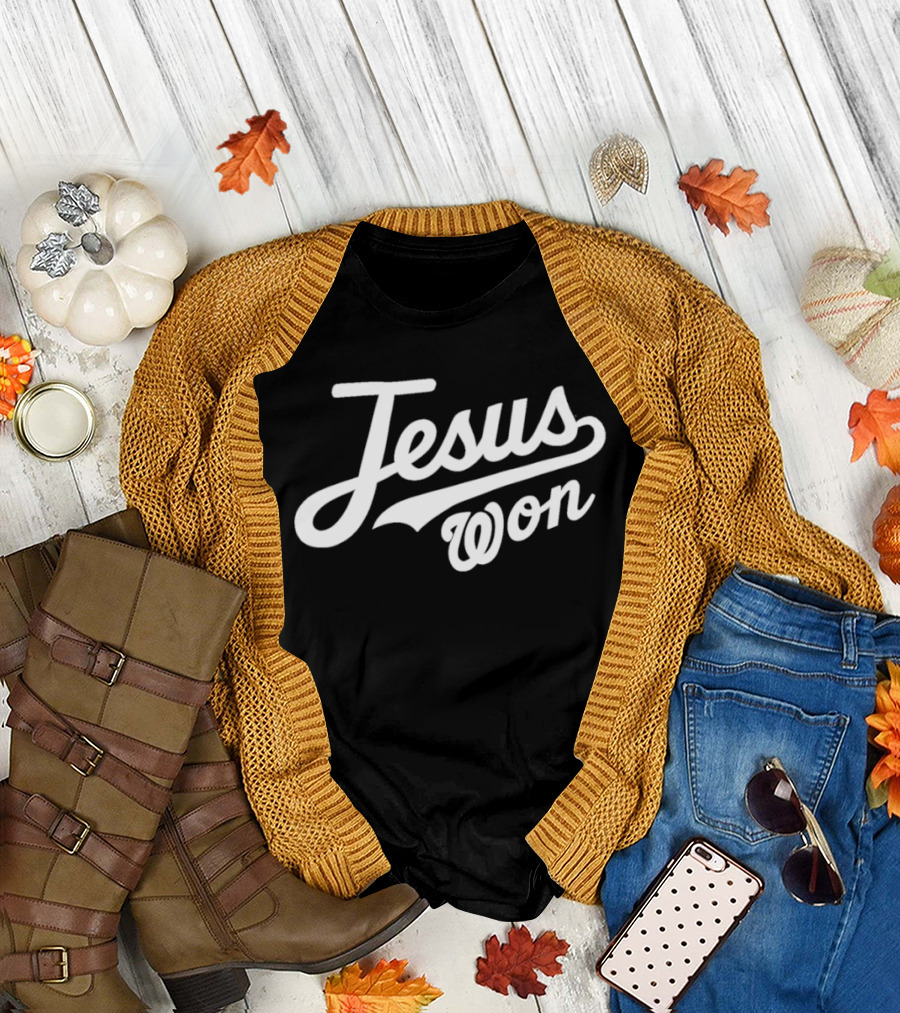 Washington Nationals Jesus Won Baseball Script T-Shirt