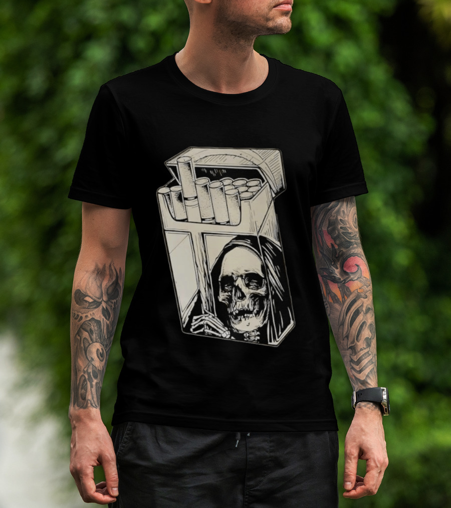 Grim Reaper Smoking Cigarette Pack T-Shirt