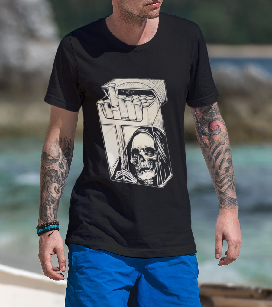 Grim Reaper Smoking Cigarette Pack T-Shirt