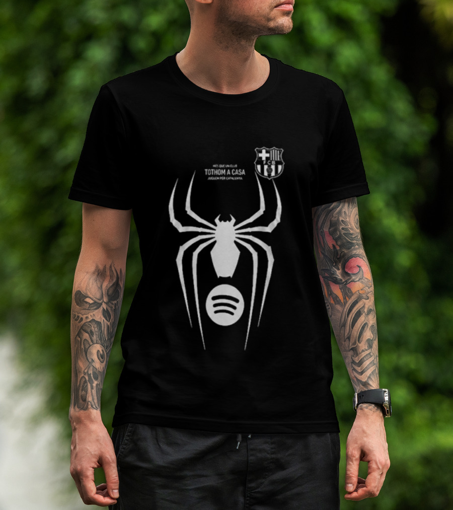 Barcelona Spider Man Venom Julian Alvarez Black Jersey Spotify T-Shirt