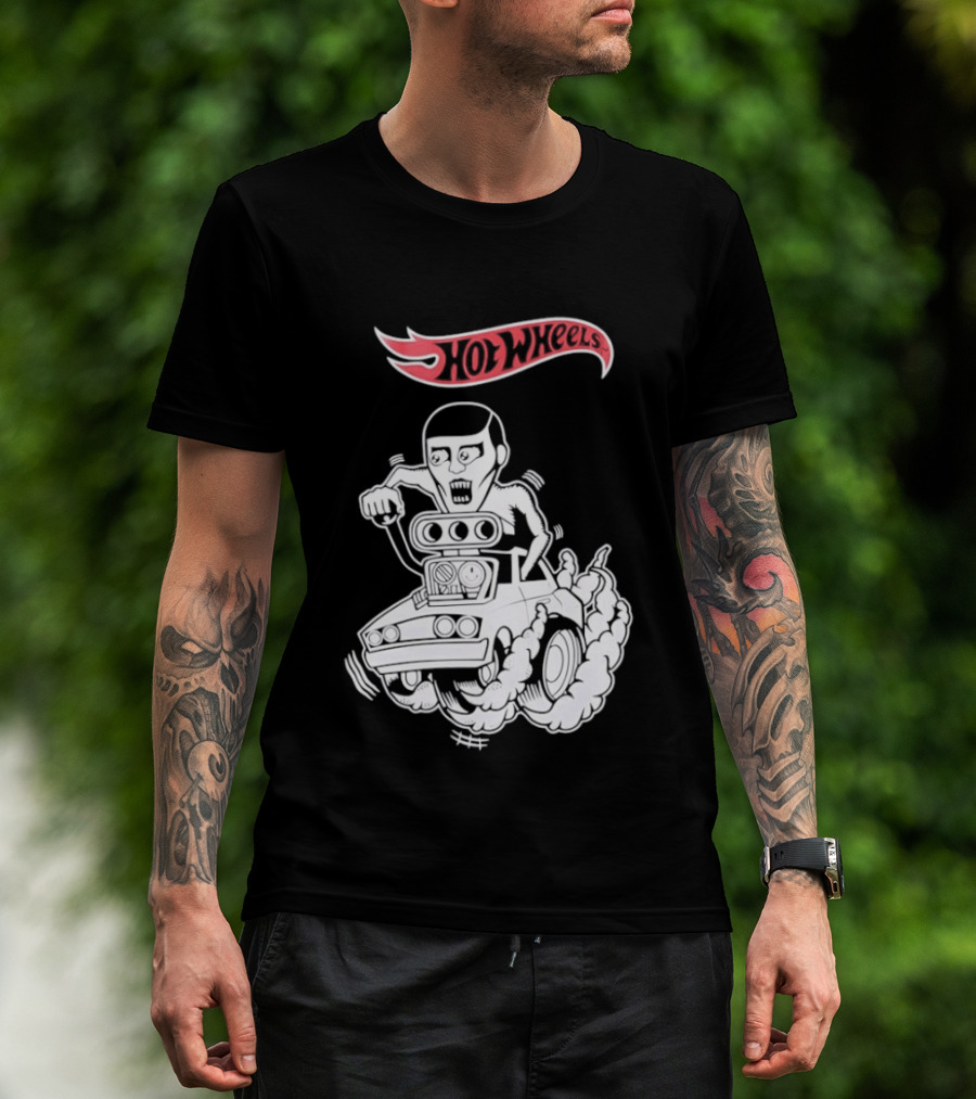 Hot Wheels Racing Car Driver Black Flame T-Shirt