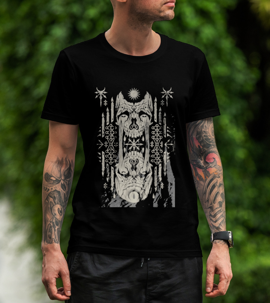 Bird Ov Prey Fire Ov The Mind Mystical Skull Candle Motif T-Shirt