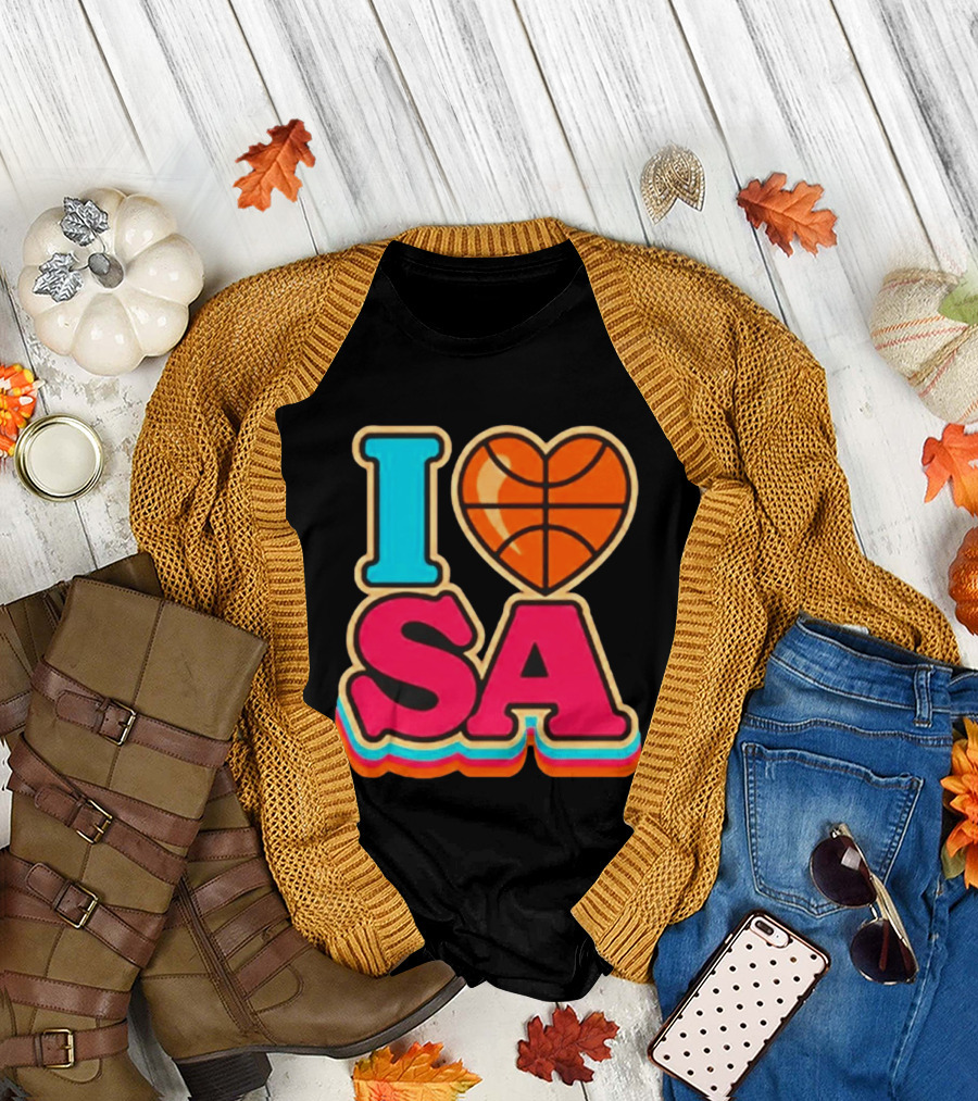 I Heart SA Basketball San Antonio Sports Fan Gear T-Shirt