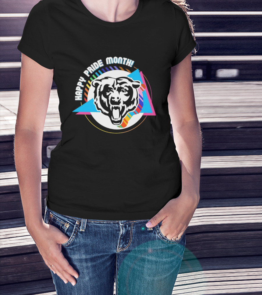 Chicago Bears Happy Pride Month Rainbow Triangle Celebration T-Shirt